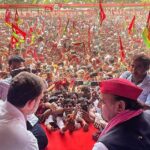 राहुल गांधी और अखिलेश यादव की रैली में भगदड़