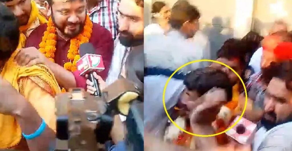 चुनाव प्रचार के दौरान कन्हैया कुमार को युवक ने जड़ा थप्पड़