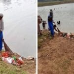 Ranchi Municipal Corporation cleans up the material immersed in ponds after Kali Puja