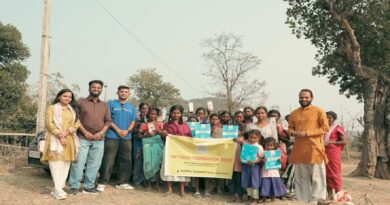 Smiles on the faces of children in Muraha village, Ranchi, Vayodha Foundation Trust distributed educational materials and emergency lights.