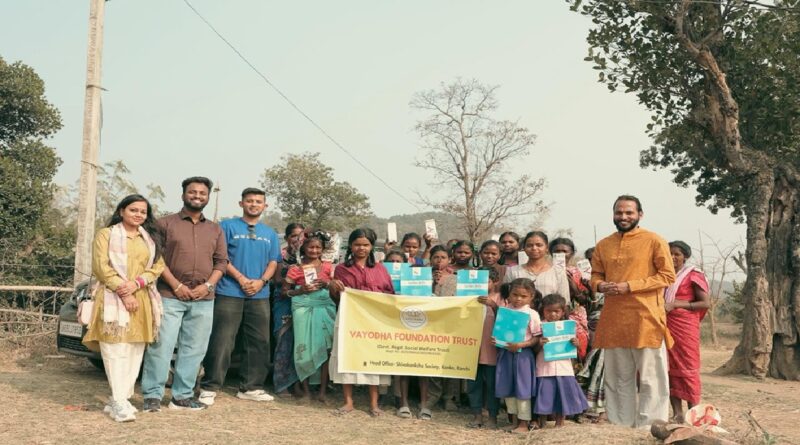 Smiles on the faces of children in Muraha village, Ranchi, Vayodha Foundation Trust distributed educational materials and emergency lights.