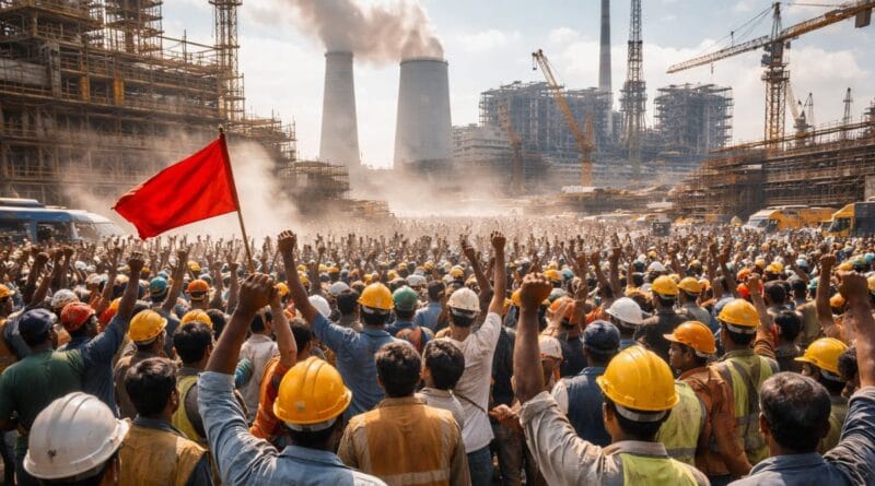 लेबर कोड के खिलाफ पतरातू में मजदूरों का हंगामा, पावर प्लांट का काम ठप